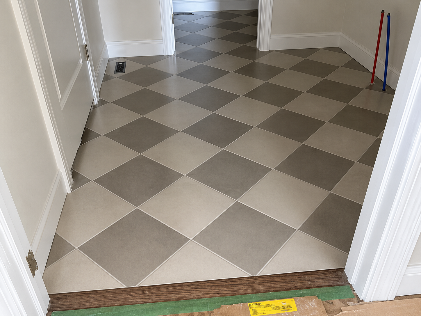 Checkerboard tile flooring
